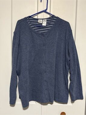 Just My Size Navy and Gray Striped Knit Top